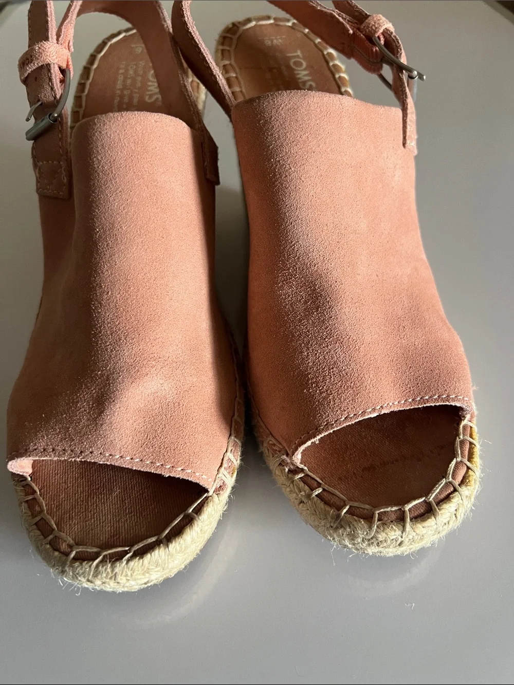 Toms Pink Suede Espadrille Wedge Sandals Size: W8